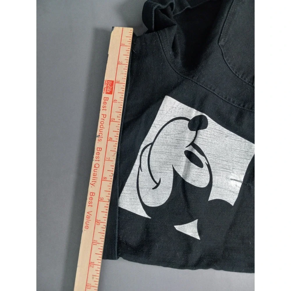 Disney Mickey Mouse Kids Black Denim Shortalls Overalls Size Large